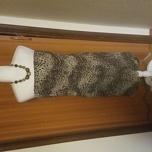 TRACE PLUS SIZE LEOPARD HI LO STRAPLESS DRESS